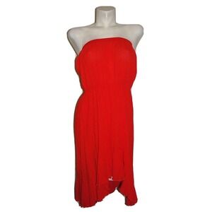 Coco Bianco Red Strapless High Low Dress Women's‎ Size M Flowy Ruffle